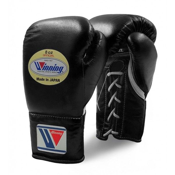 GĂNG TAY BOXING WINNING PRO FIGHT LACES GLOVES - BLACK