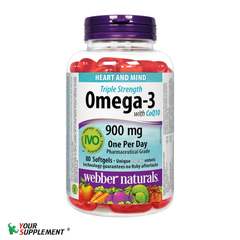 Dầu Cá OMEGA 3 + COQ10 Webber Naturals - 80 viên