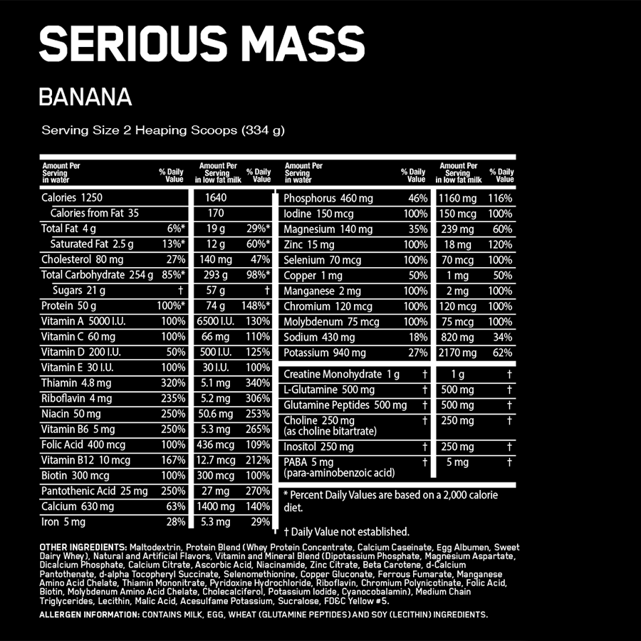 Sữa Tăng Cân SERIOUS MASS Optimum Nutrition 5,4KG (16 servings)