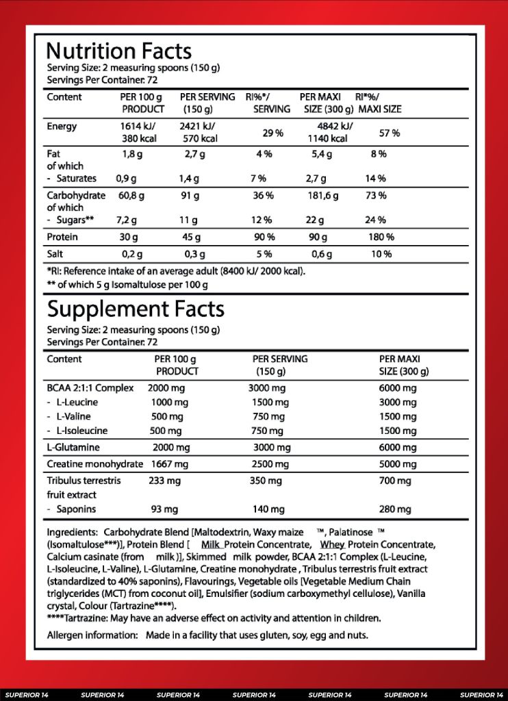 Sữa Tăng Cân Superior 14 MONSTER MASS - 11kg (+200gr Creatine FREE)