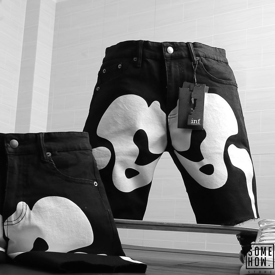 Short Jean Inf Đen In Trắng