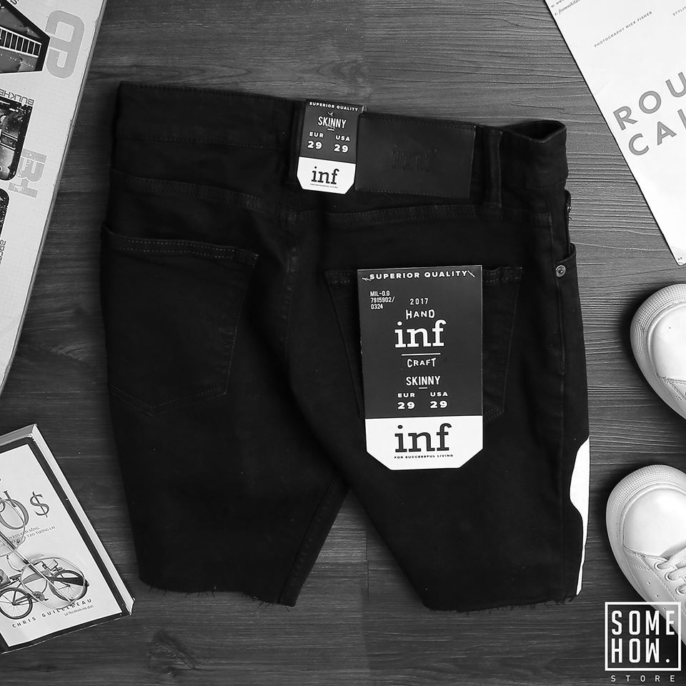 Short Jean Inf Đen In Trắng