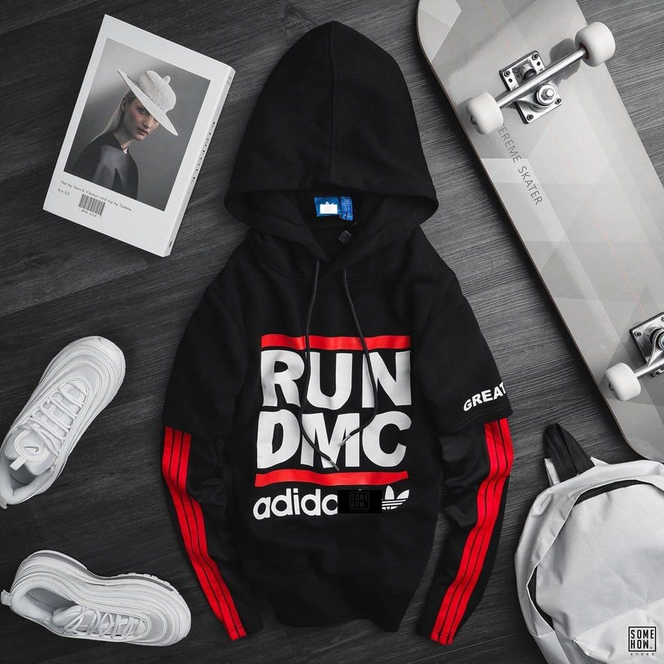 Hoodies Phối Tay Sọc Đỏ