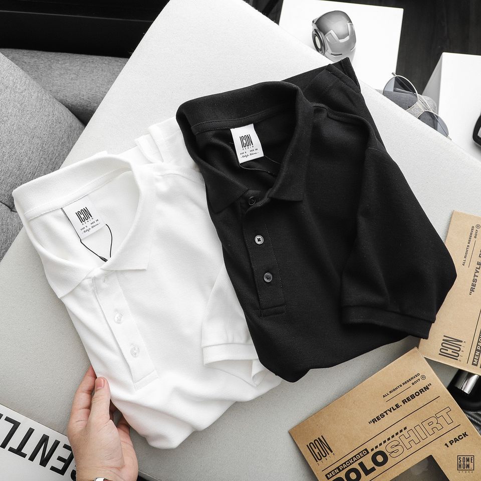 Polo Trắng Đen Icon Hộp
