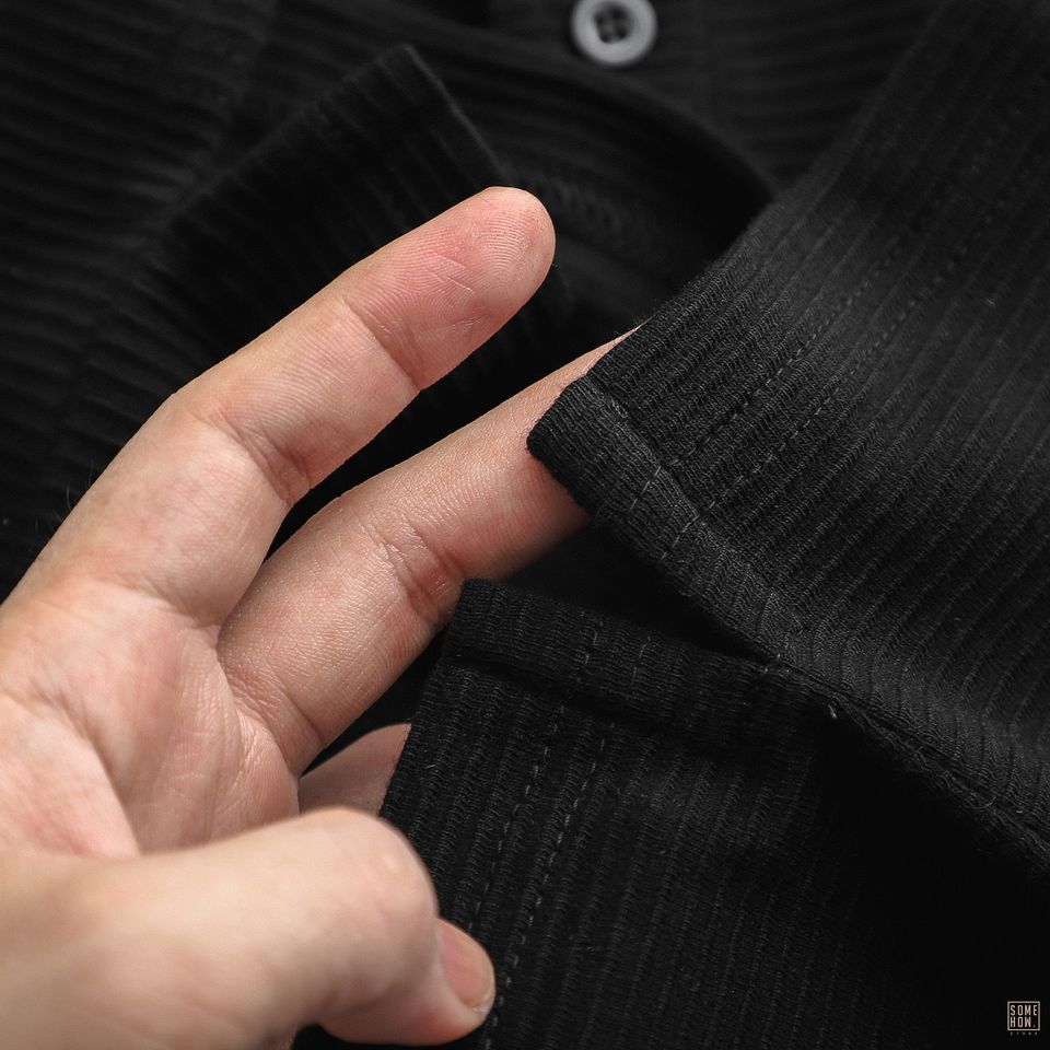 Polo Gân Trơn Icon Trắng Đen