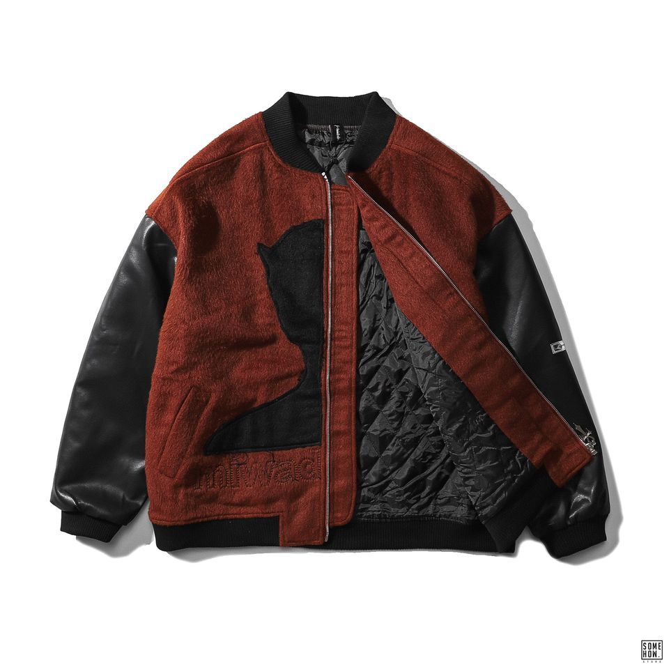 Bomber Tay Phối Da Hình