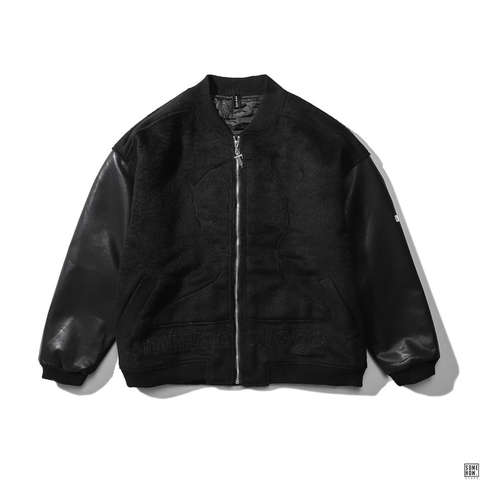 Bomber Tay Phối Da Hình