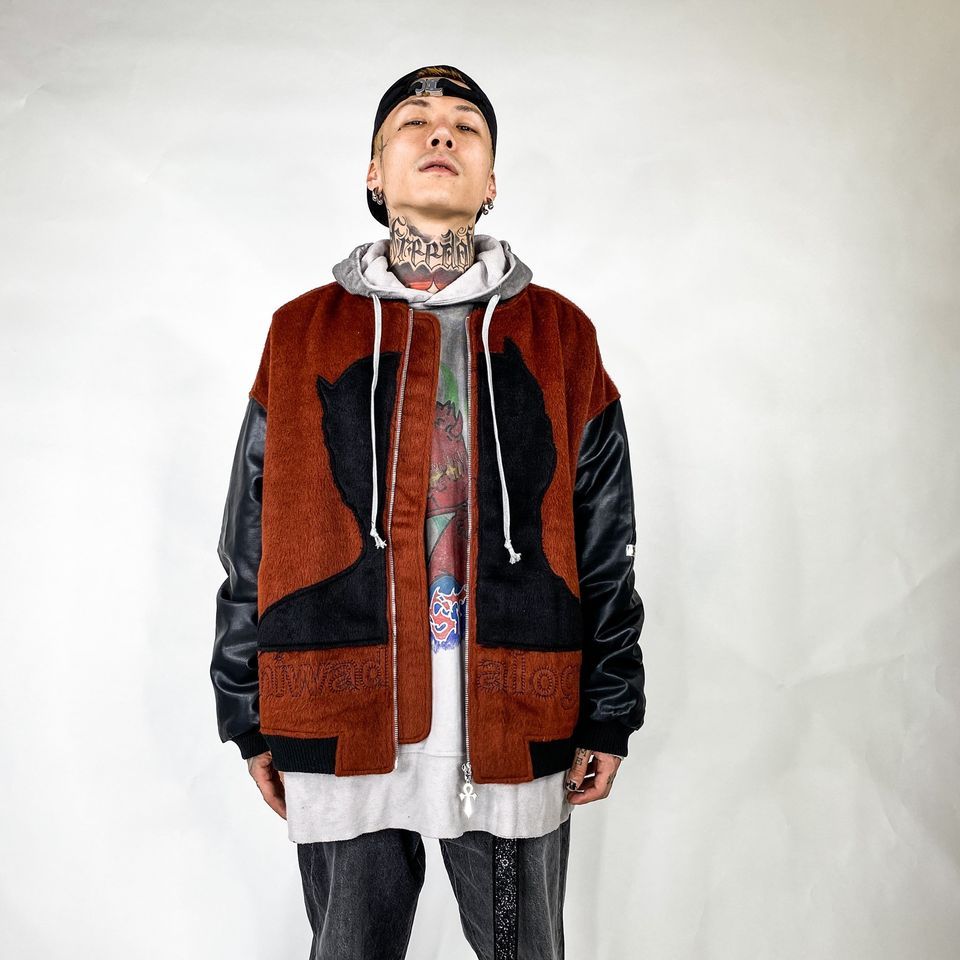 Bomber Tay Phối Da Hình