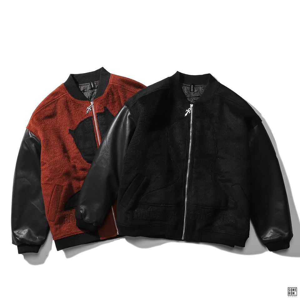 Bomber Tay Phối Da Hình
