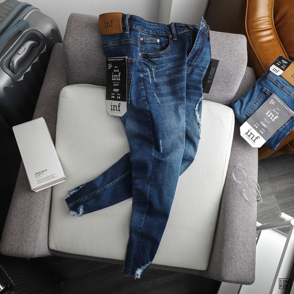 Quần Jean Inf Xanh Skinny Ripped