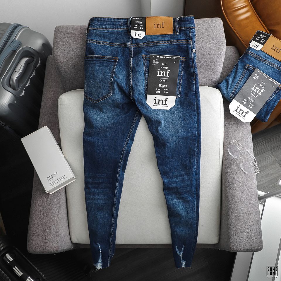Quần Jean Inf Xanh Skinny Ripped