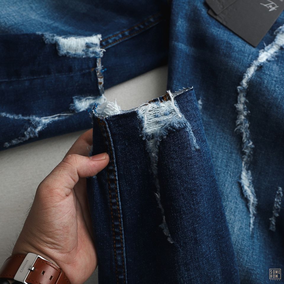 Quần Jean Inf Xanh Skinny Ripped
