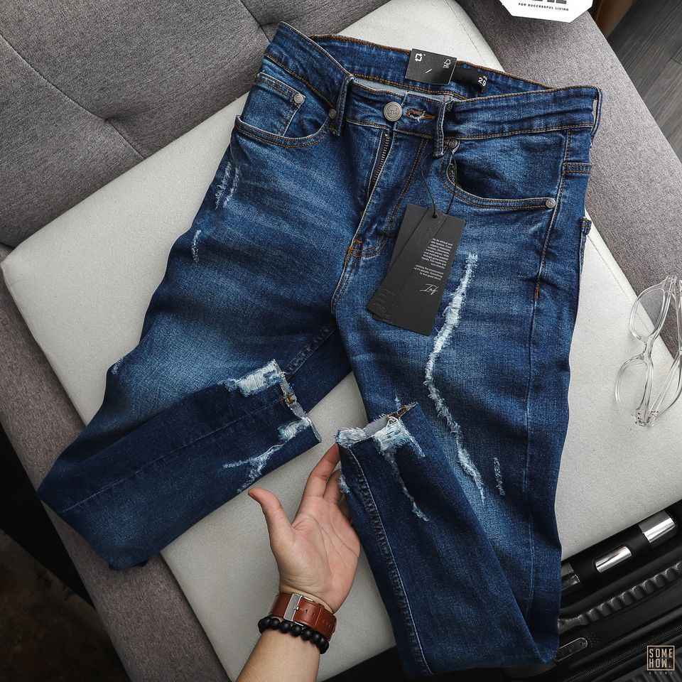 Quần Jean Inf Xanh Skinny Ripped