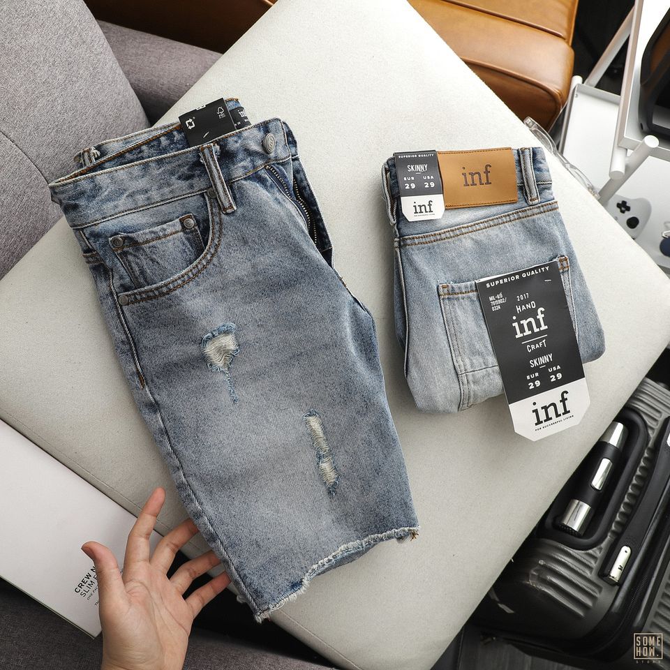 Short Jean Inf Xanh Wash