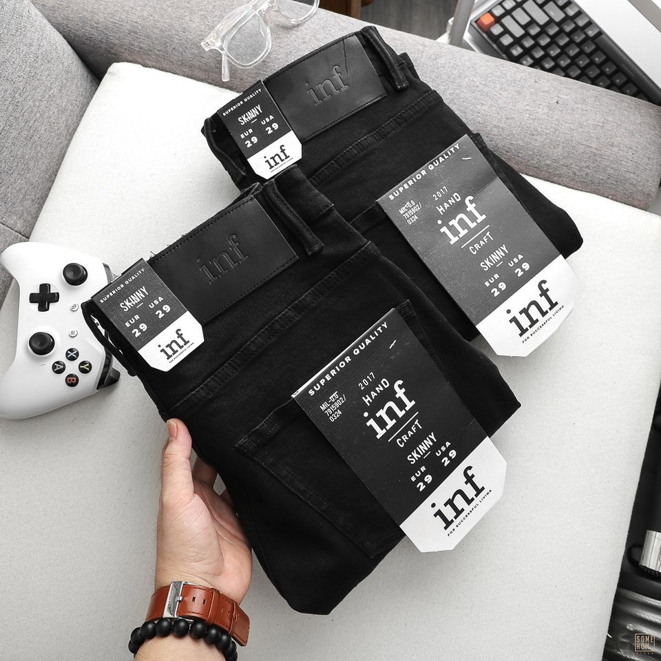 Quần Jean Inf Đen Zipper