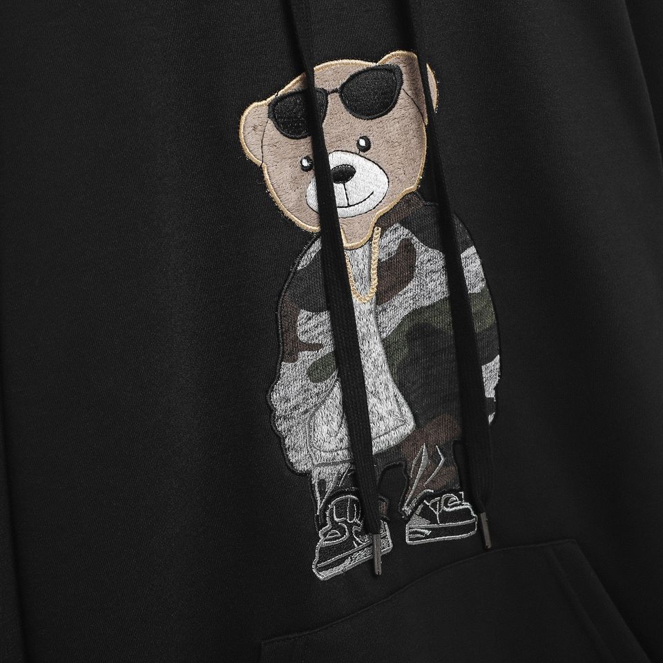 Hoodies INF Đen Thêu Gấu