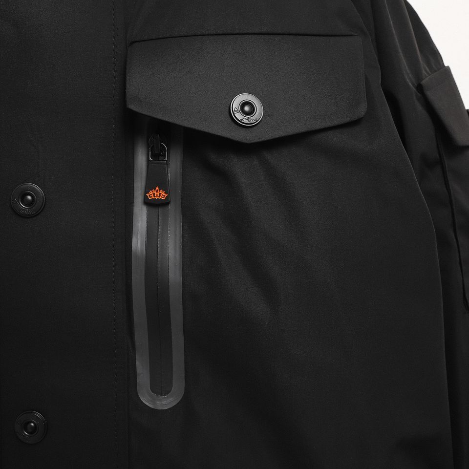 Khoác Phao Đen Phối Zip