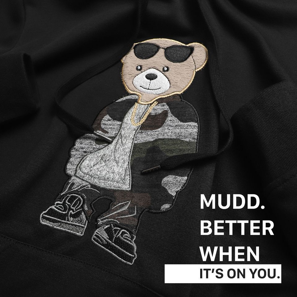 Hoodies INF Đen Thêu Gấu