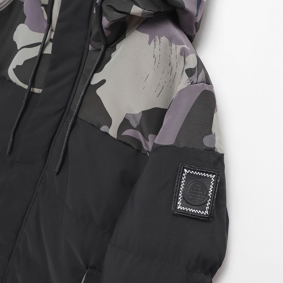 Khoác Phao Đen Phối Camo