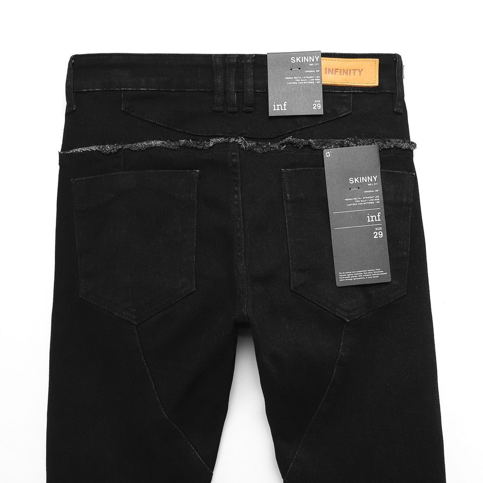 Quần Jean Inf Đen Washed Knee