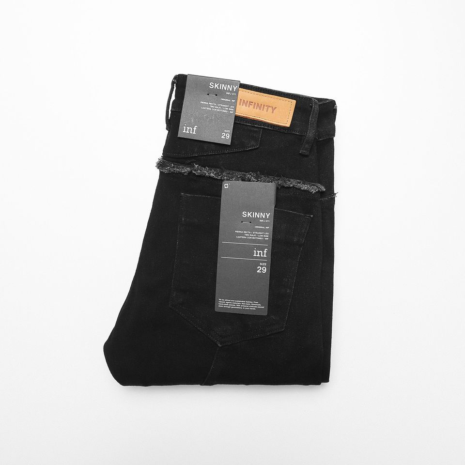 Quần Jean Inf Đen Washed Knee