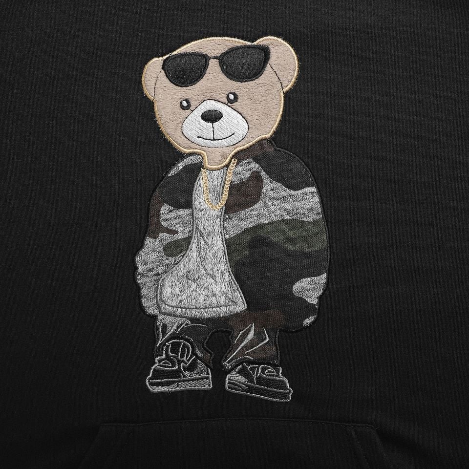 Hoodies INF Đen Thêu Gấu