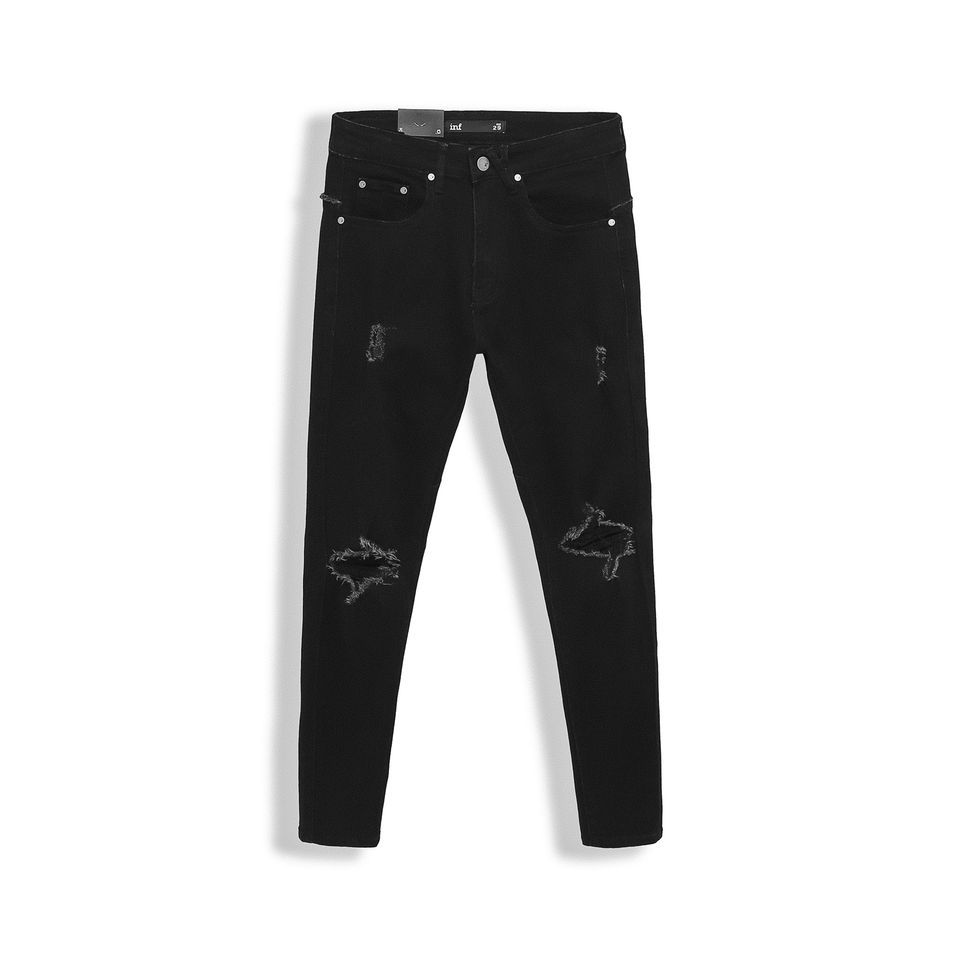 Quần Jean Inf Đen Washed Knee