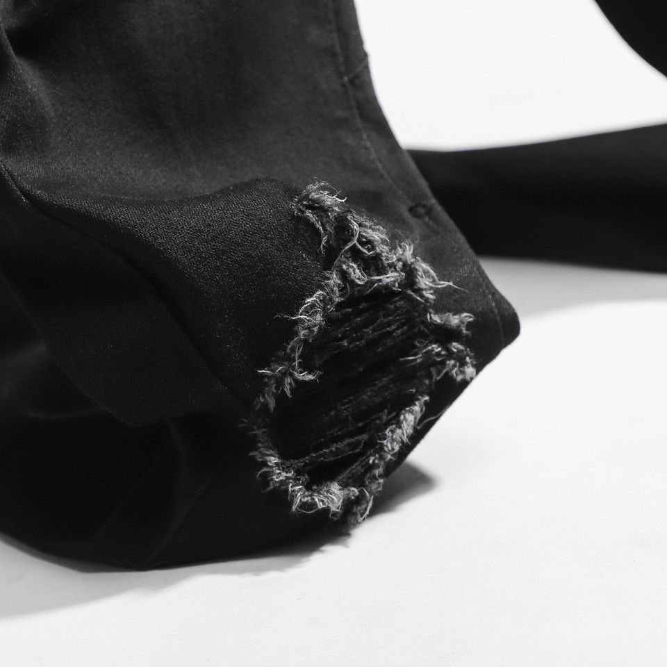 Quần Jean Inf Đen Washed Knee