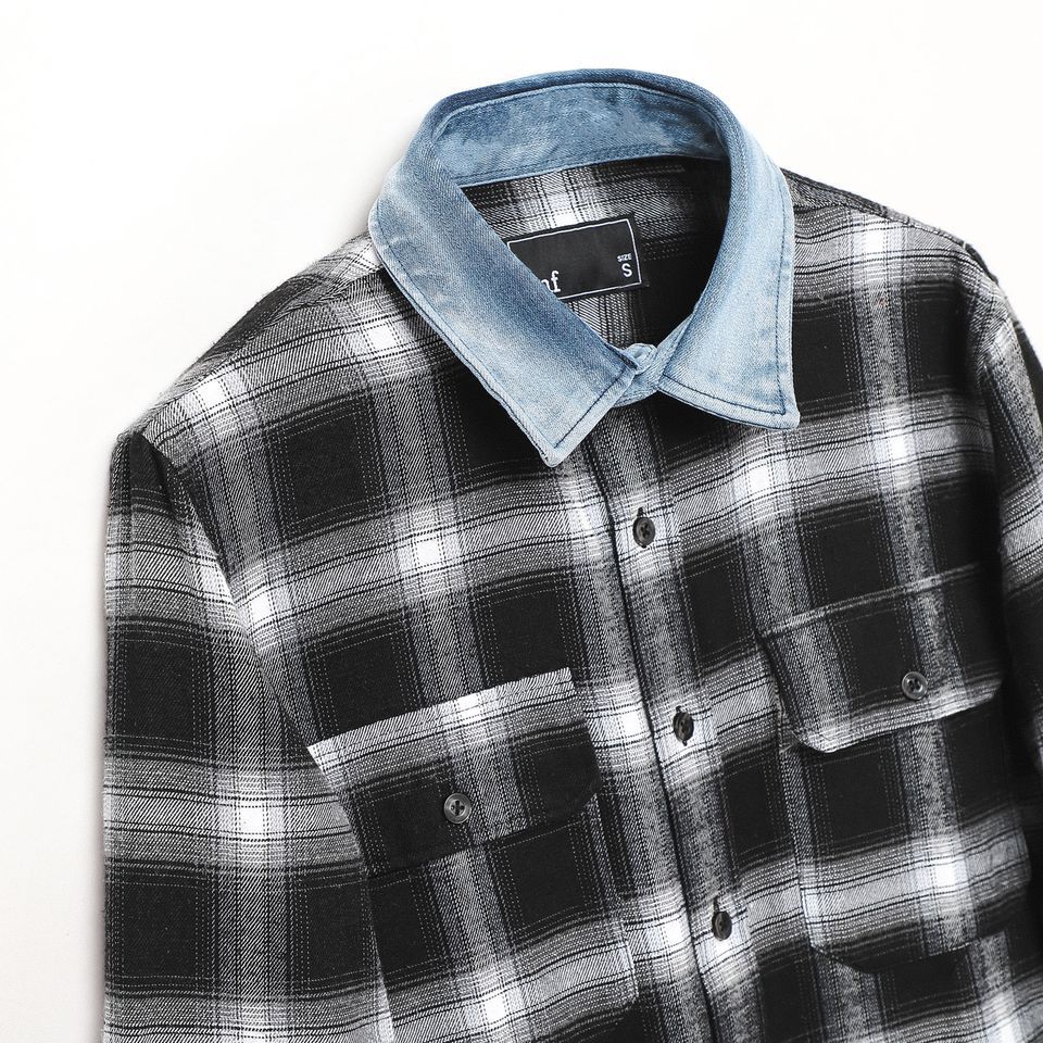 Sơ Mi INF Caro Phối Cổ Jean