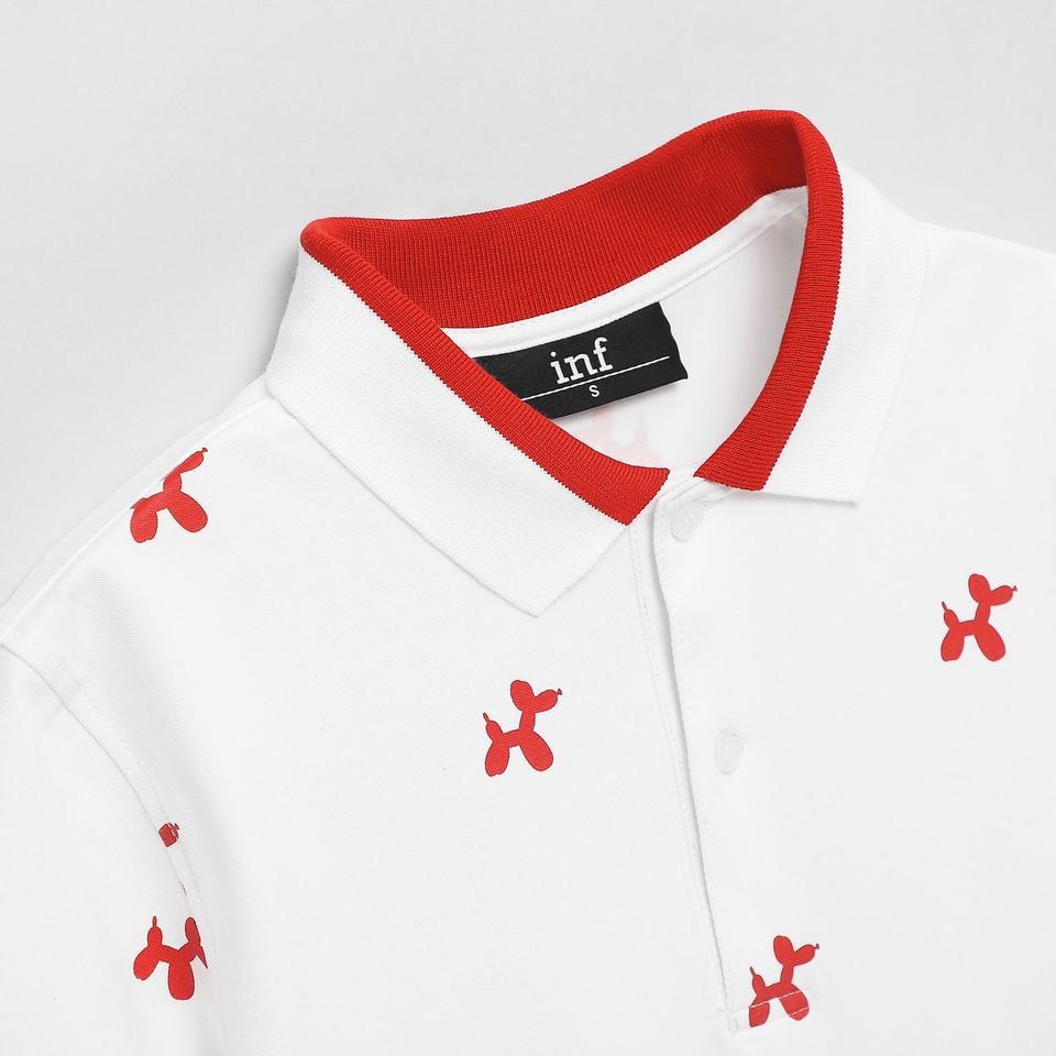 Áo Polo Inf Trắng HT Đỏ