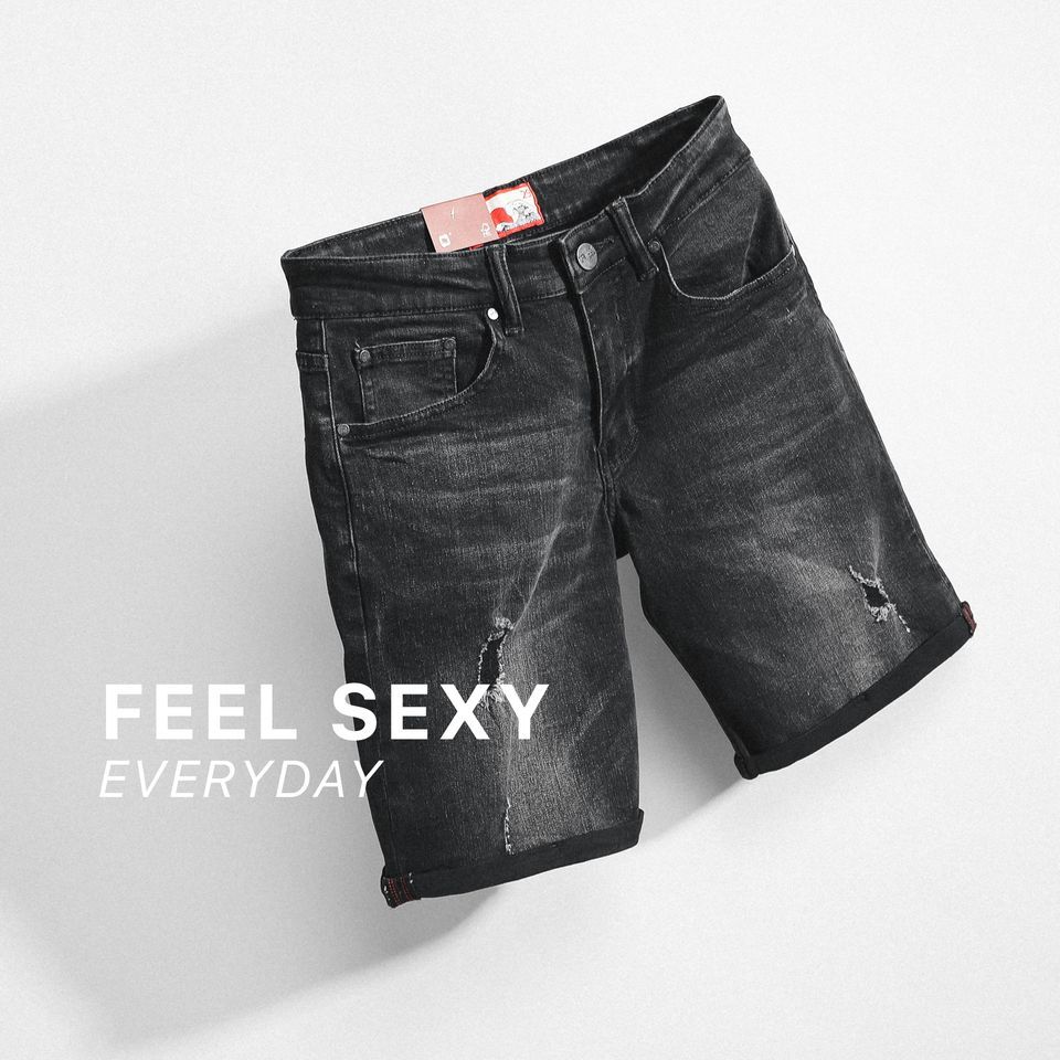 Short Numbi Jean Xám Ripped