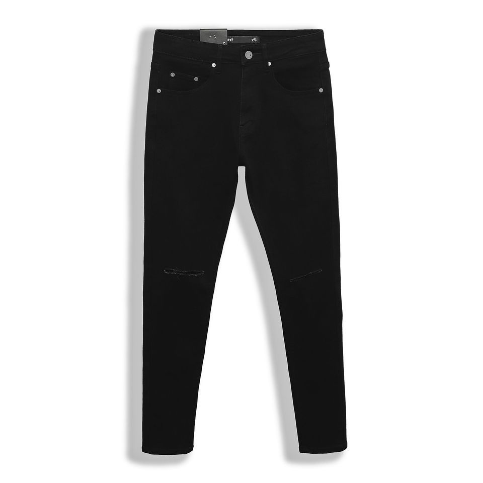 Quần Jean Inf Đen Knees Cut