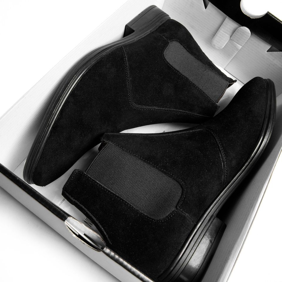 Giày Chelsea Boot Da Lộn Cổ Cao Đen