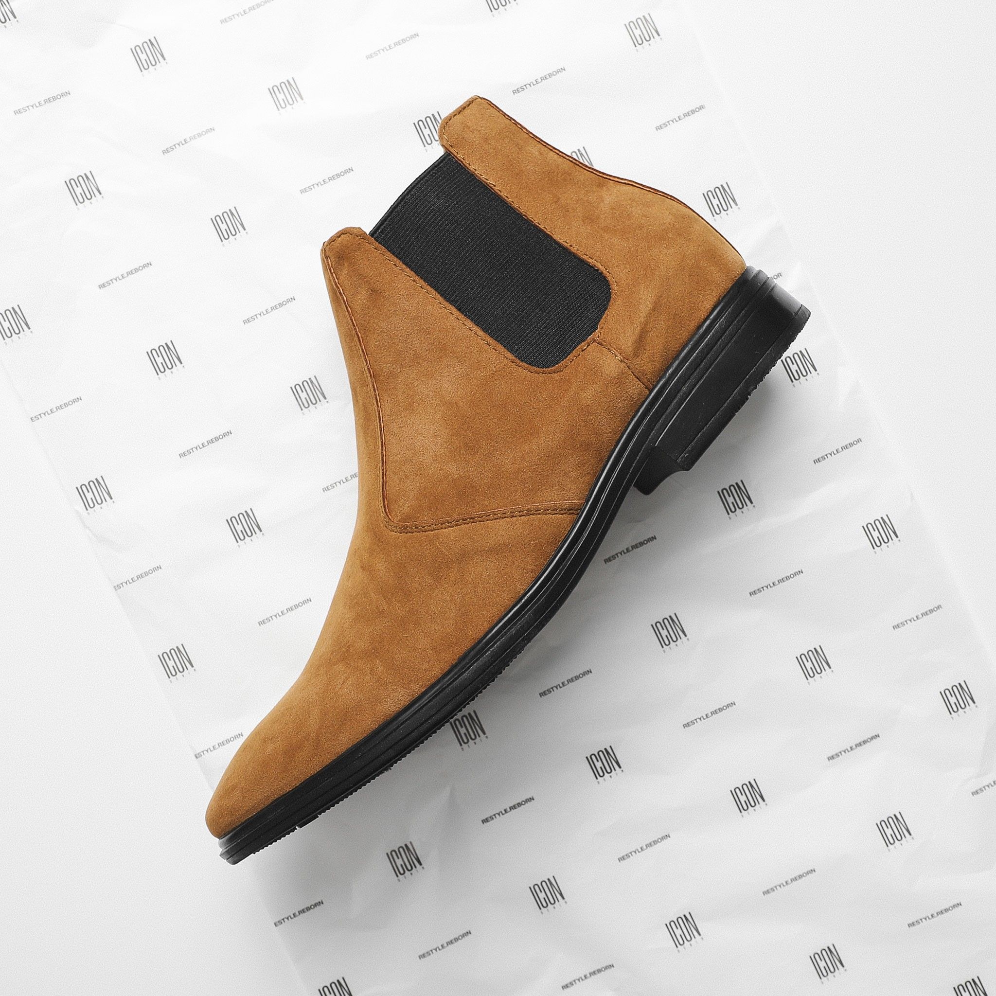 Chelsea Boot Da Lộn Cổ Cao Nâu