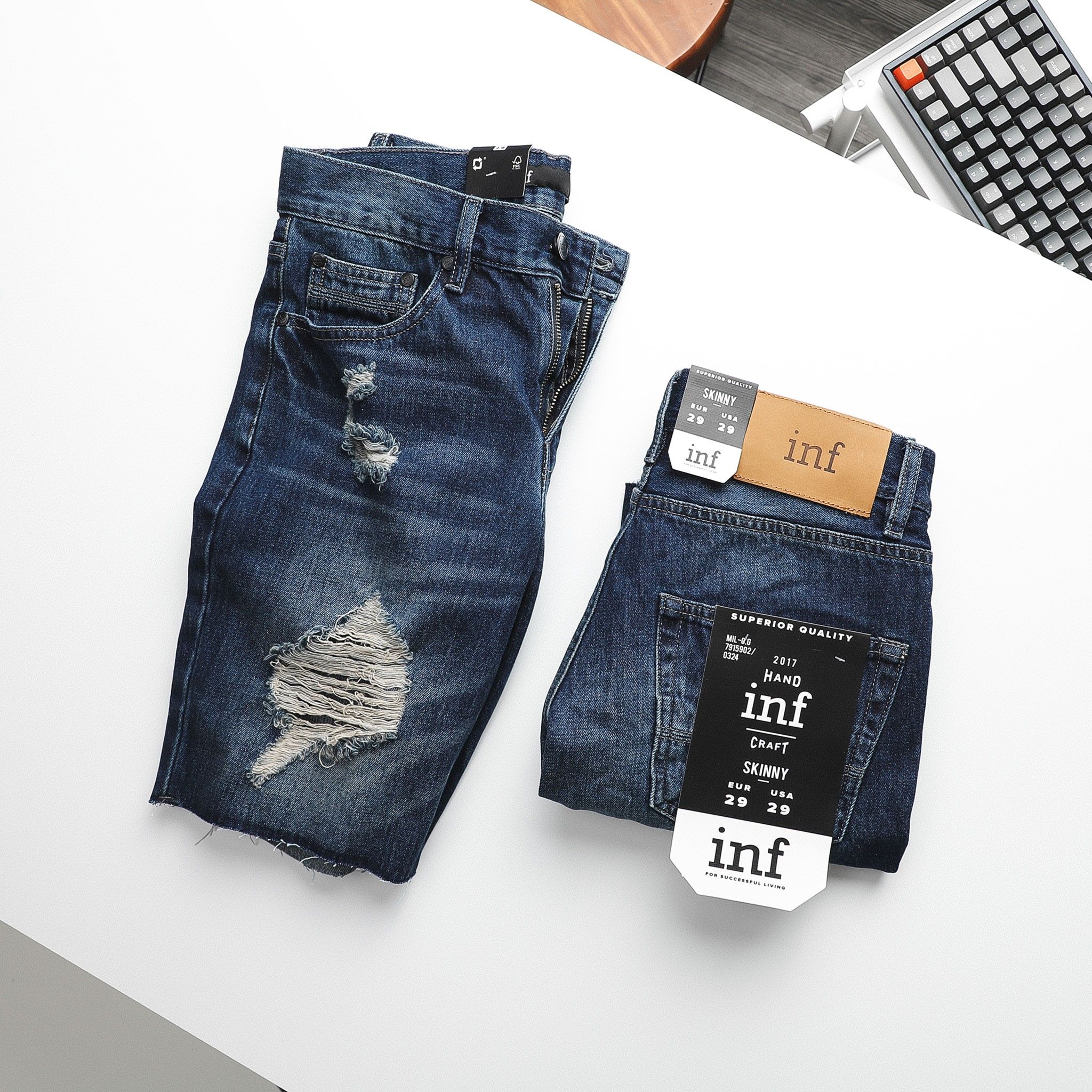 Short Jean Inf Dark Blue Rip