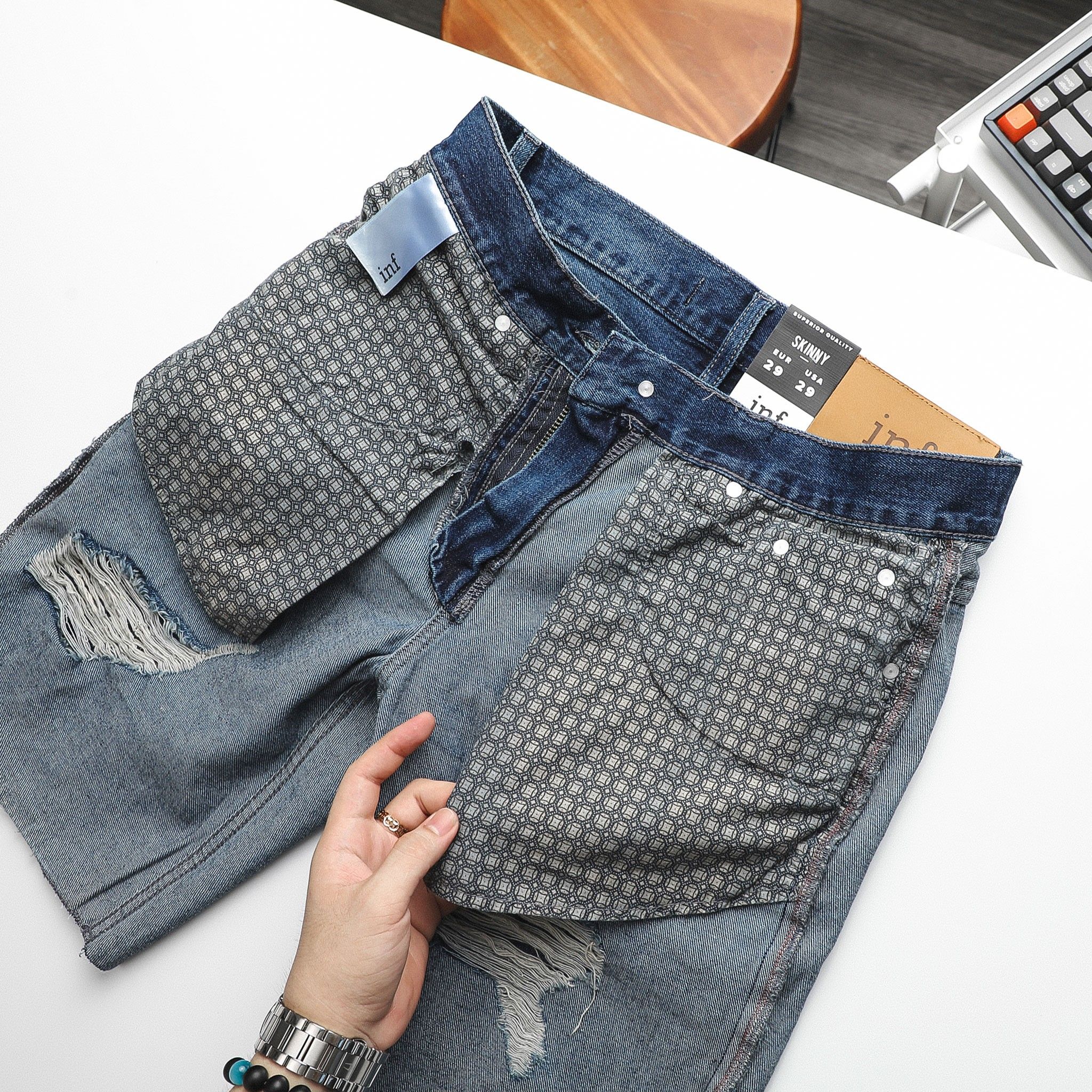 Short Jean Inf Dark Blue Rip