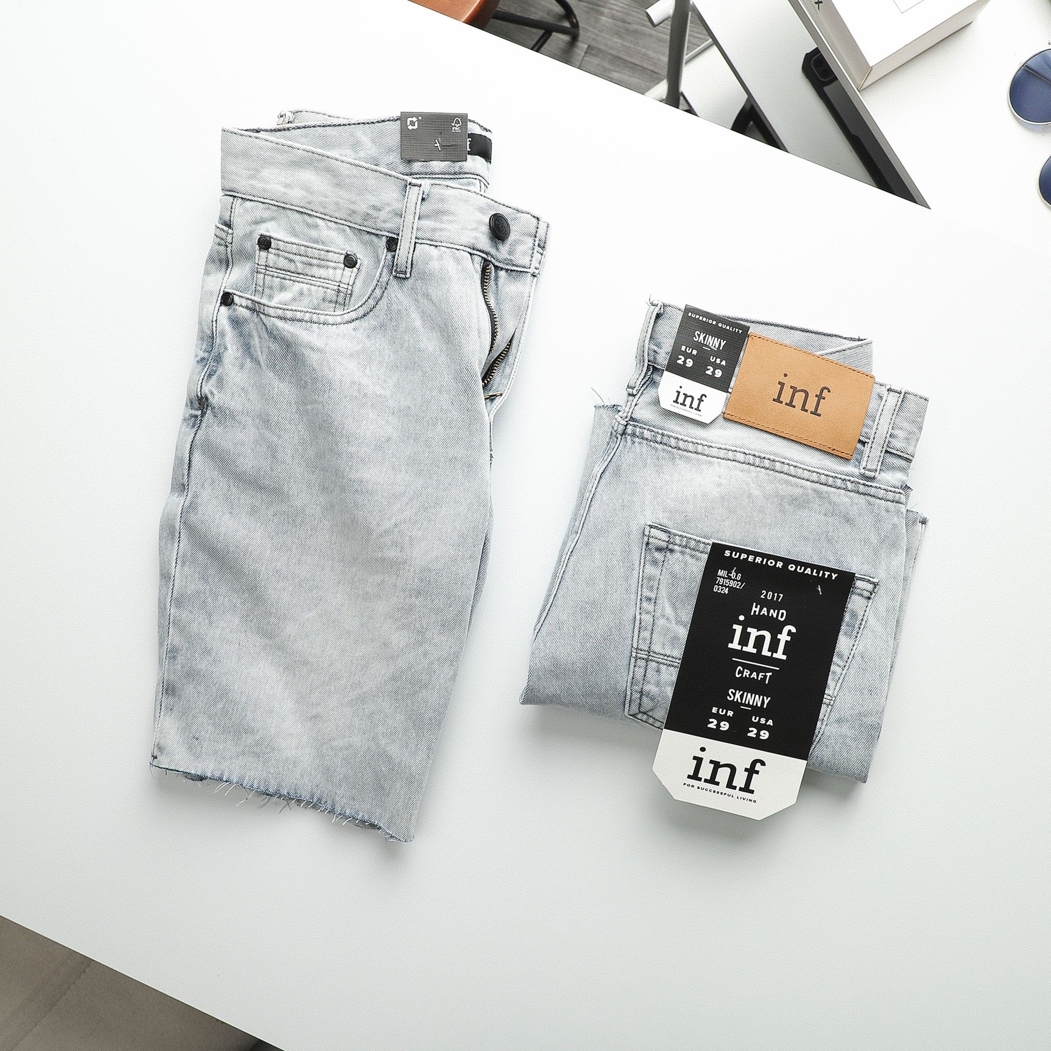 Short Jean Inf Bạc Xả Lai