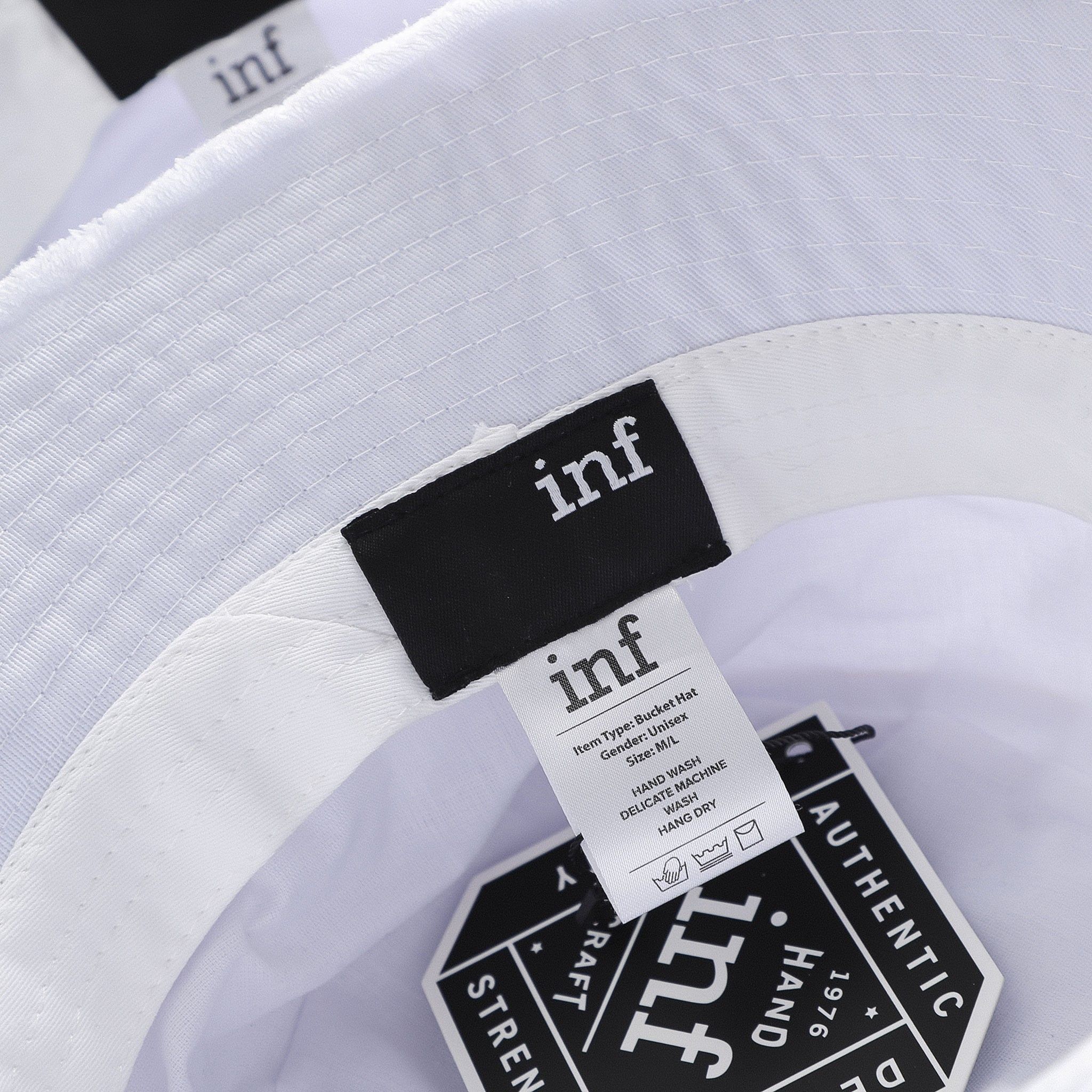 Nón Bucket INF Trắng Logo Thêu