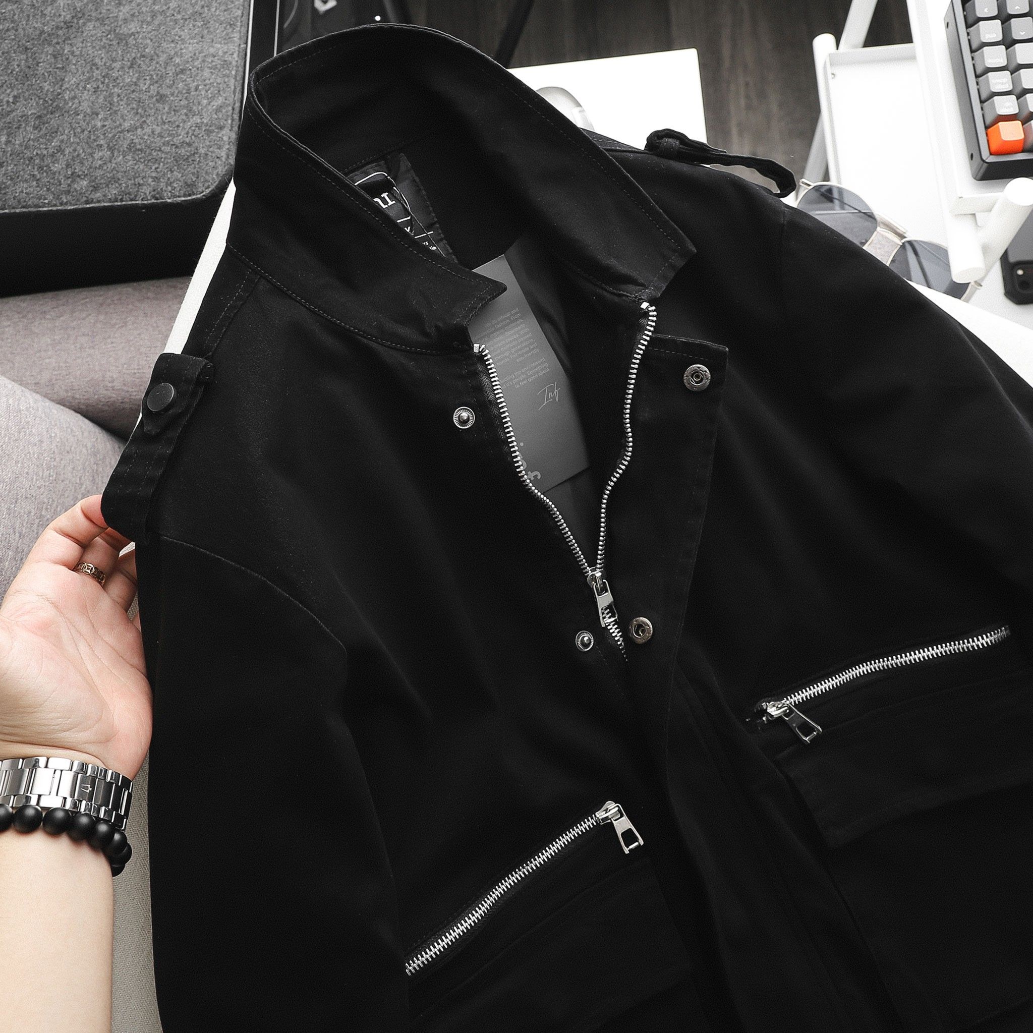 Áo Khoác Kaki INF Phối Zip