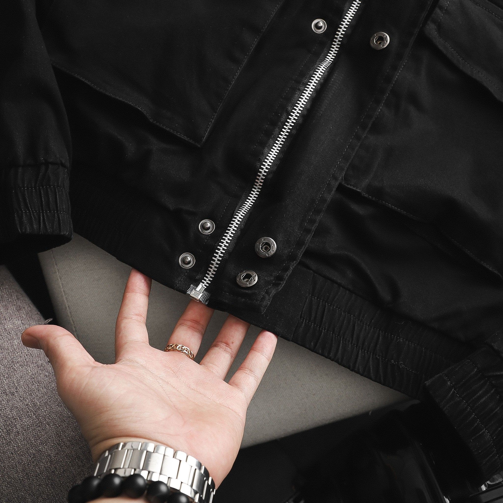 Áo Khoác Kaki INF Phối Zip