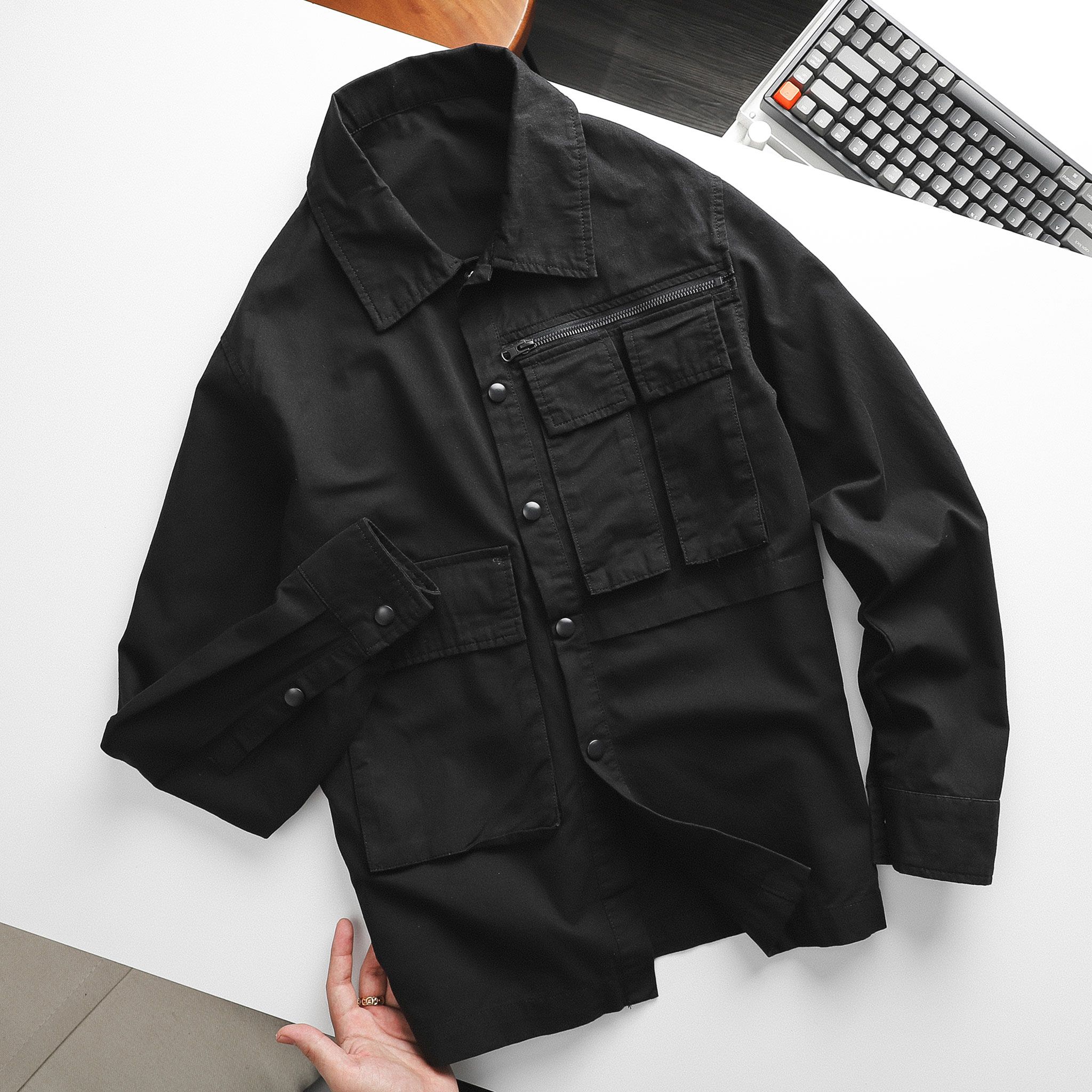 Áo Khoác Kaki Túi Hộp Zip