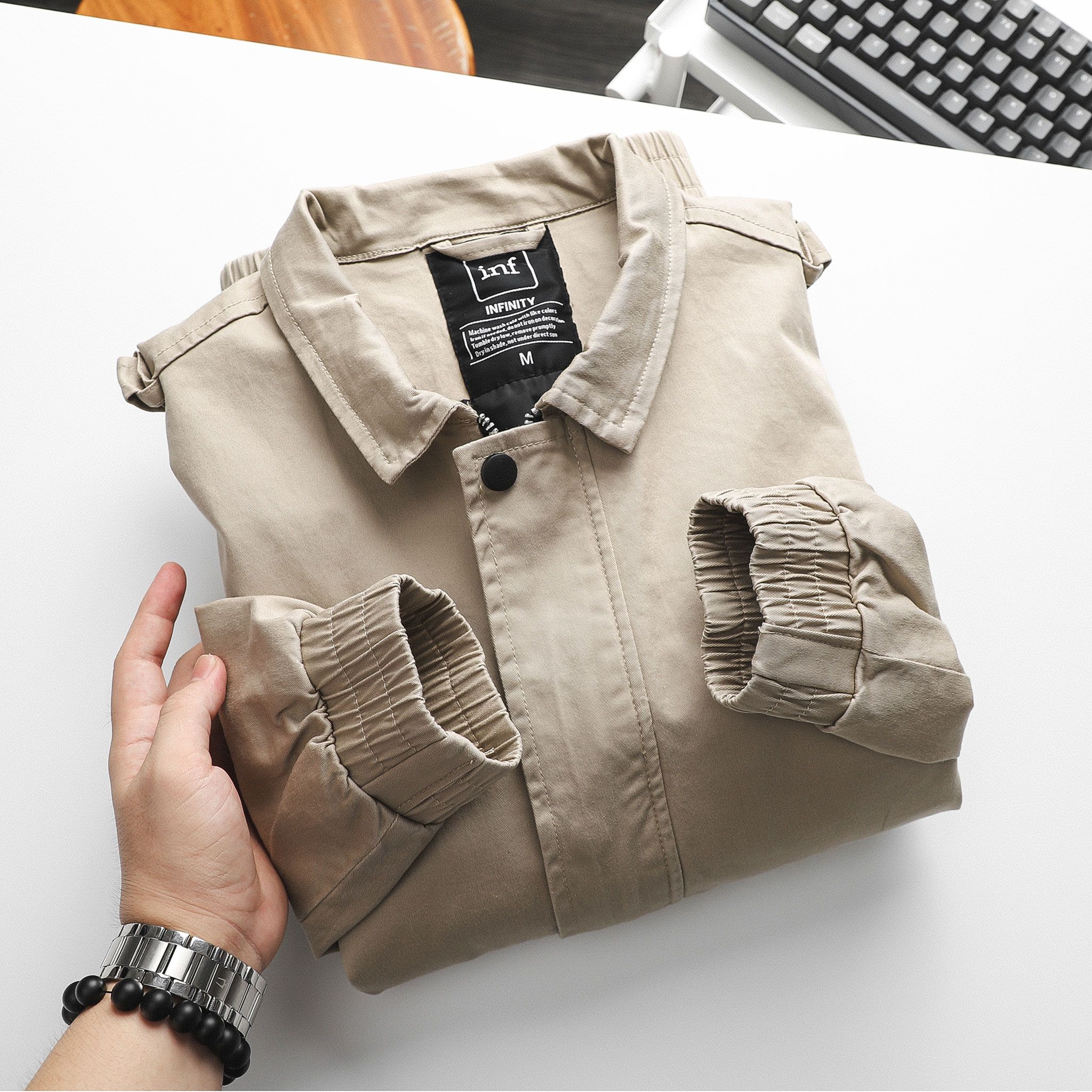 Áo Khoác Kaki INF Phối Zip