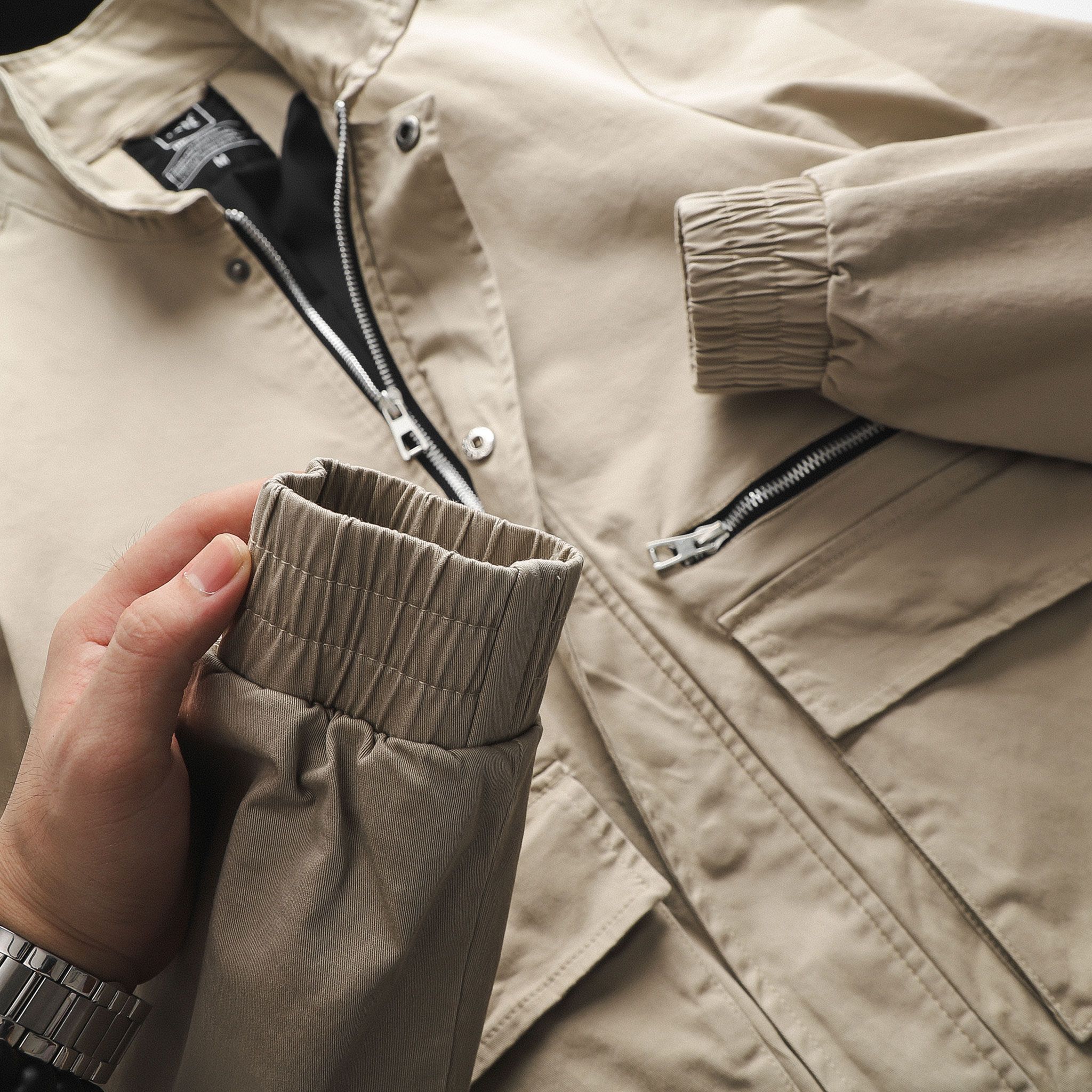 Áo Khoác Kaki INF Phối Zip