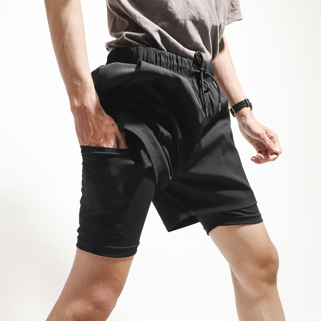 Short INF Đen 2 Lớp