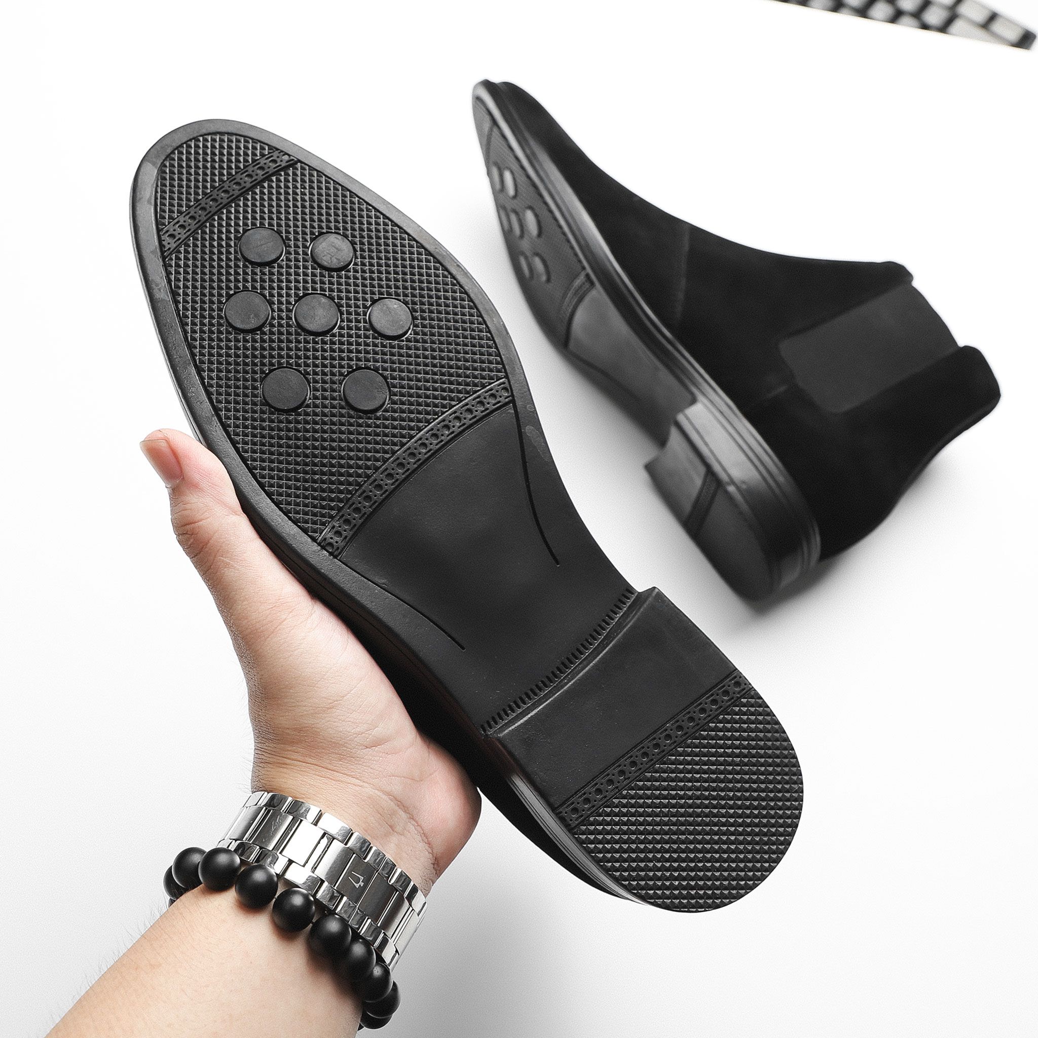 Giày Chelsea Boot Da Lộn Cổ Cao Đen