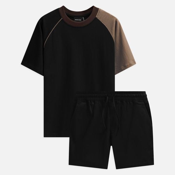 Ready to Ship Black Stripe Short Sleeve T Shirt and High Waist Pocketed Shorts Set