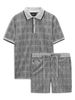 Set Polo Short Grey Check