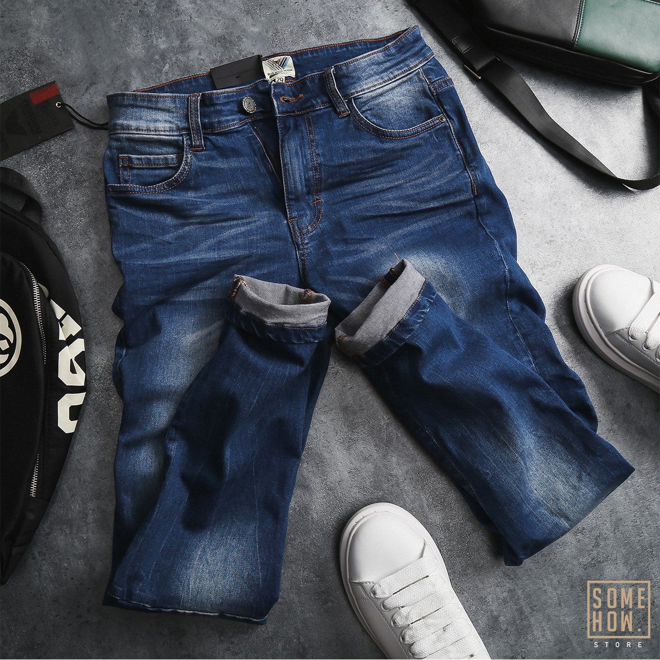 Jean BW Xanh Trơn Đậm 121