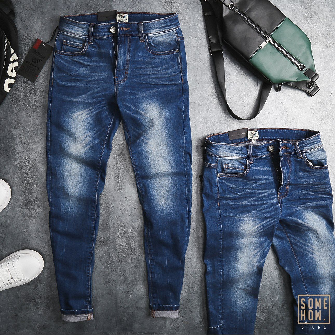 Jean BW Xanh Trơn Đậm 121