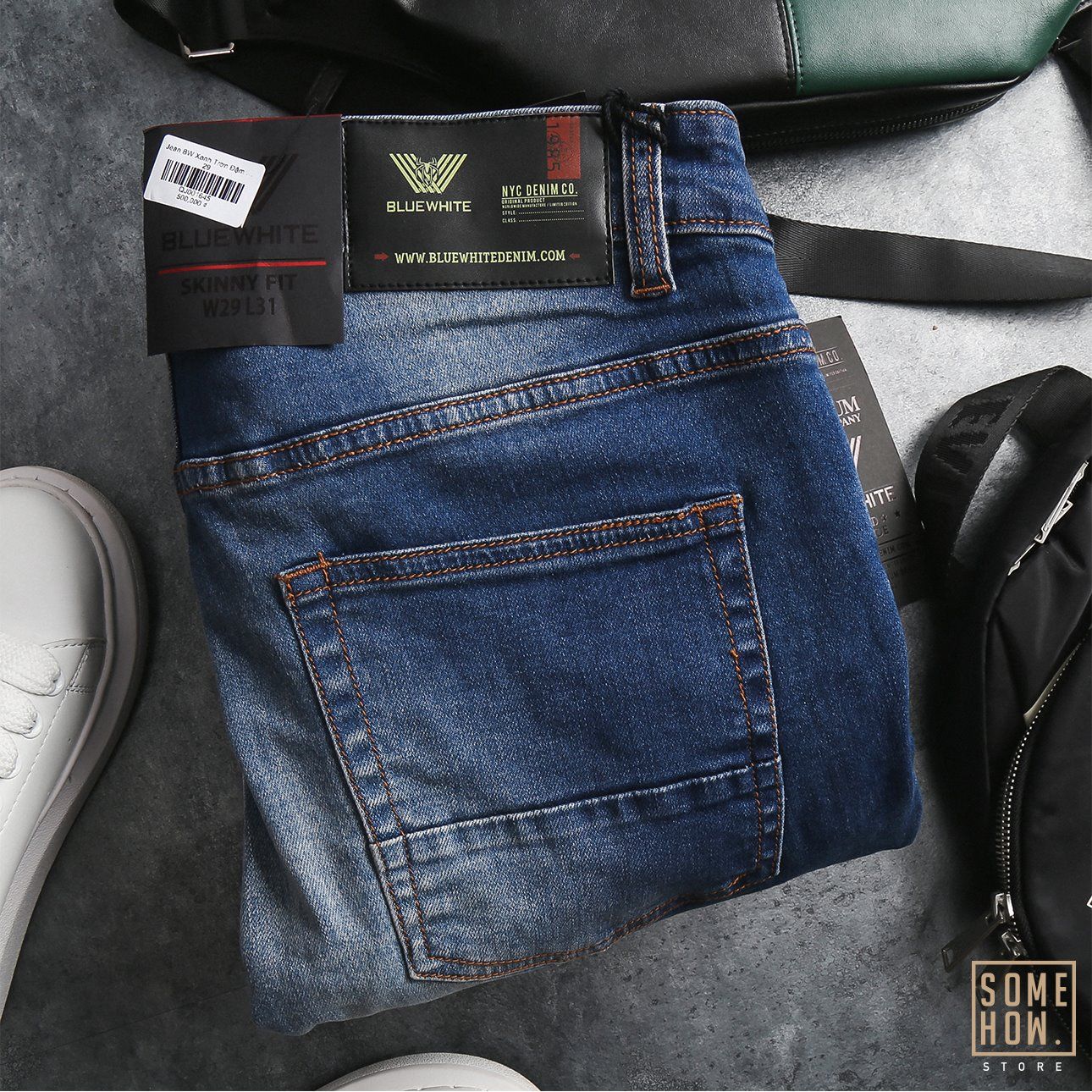 Jean BW Xanh Trơn Đậm 121
